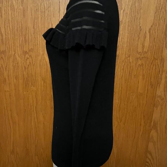 A. Moon Long Sleeve Black Sweater with Ruffles - Size M - Picture 2 of 5